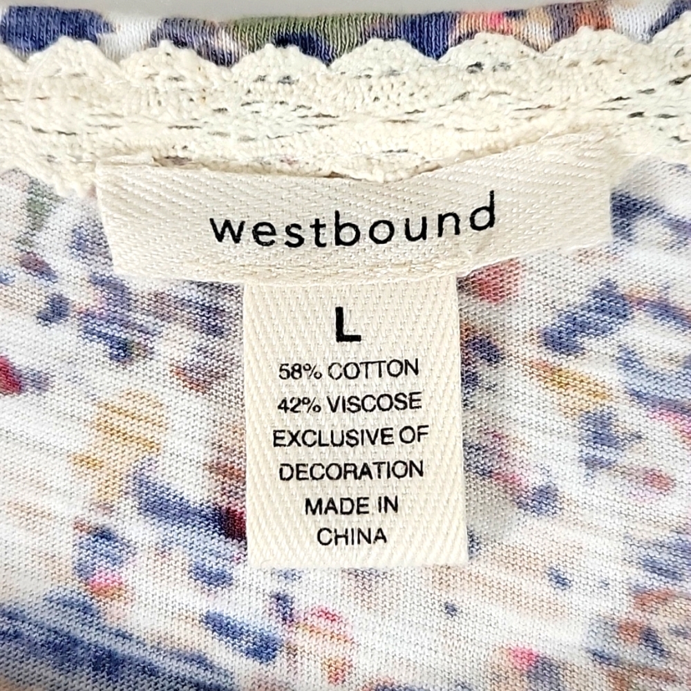 Westbound Multicolored Flutter Awing Sleeve Top S… - image 2